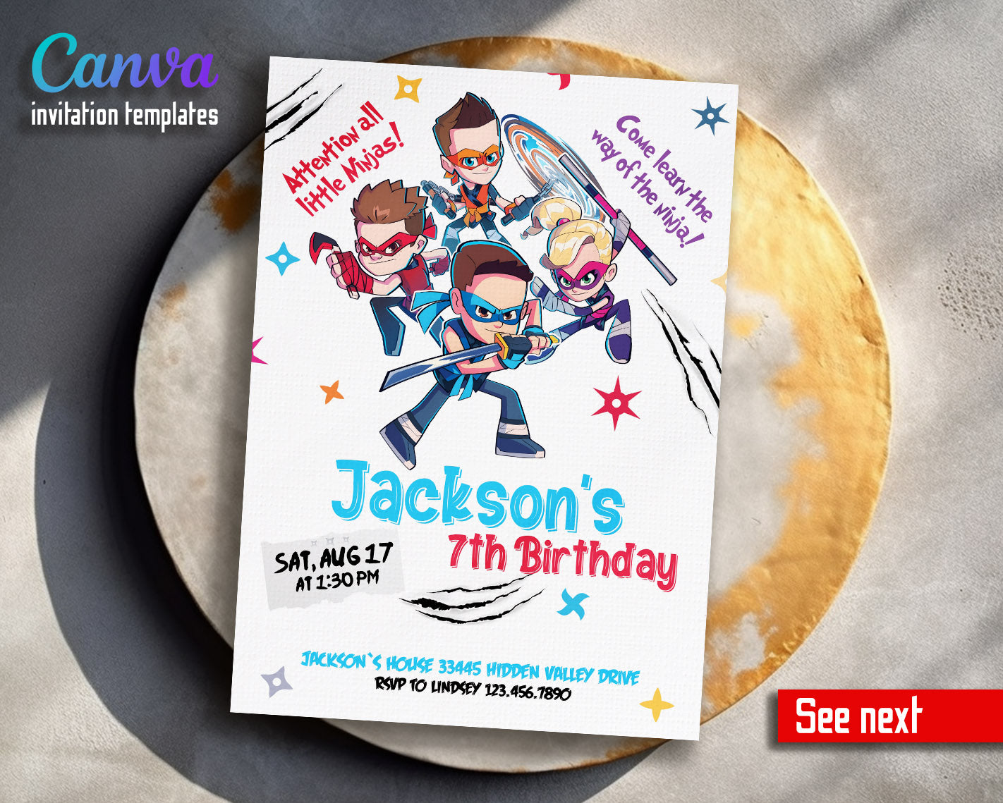 Ninja Kidz TV customizable invitation template | Share or Print |  | QG765