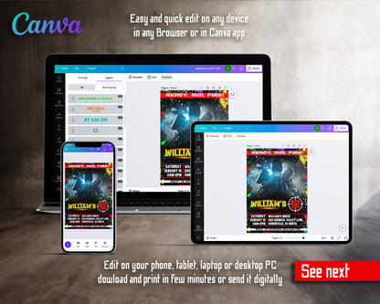 Paintball Airsoft battle customizable invitation template | Share or Print | boy | LC427