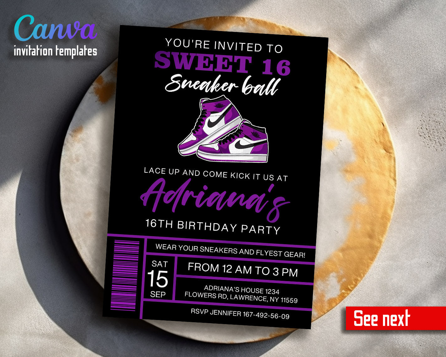 Sneaker Ball Air Jordan Nike customizable invitation template | Share or Print |  | AG584