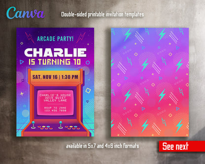 Arcade Gamer customizable invitation template | Share or Print |  | SW723