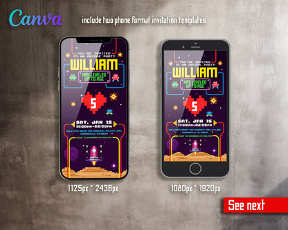 Arcade Gamer customizable invitation template | Share or Print |  | JR082