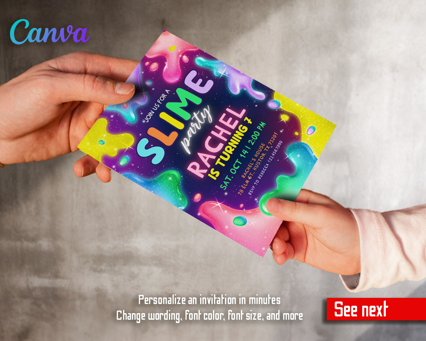 Slime Diy Party customizable invitation template | Share or Print |  | HE087