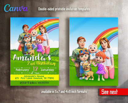 Cocomelon  customizable invitation template | Share or Print |  | SL178