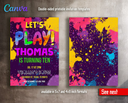 Play Party Gamer customizable invitation template | Share or Print |  | CL668