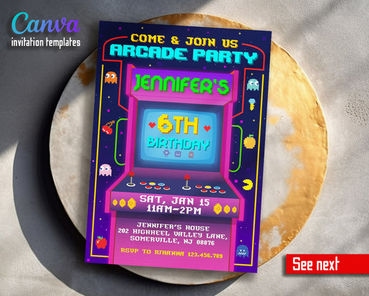 Arcade Gamer customizable invitation template | Share or Print |  | BO161