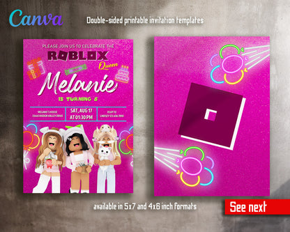 Roblox Gamer customizable invitation template | Share or Print | | FI075