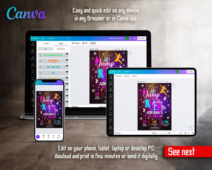 Trampoline Jump Party  customizable invitation template | Share or Print |  | WR112