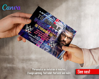 Wrestling WWE WrestleMania  customizable invitation template | Share or Print | boy | FQ587