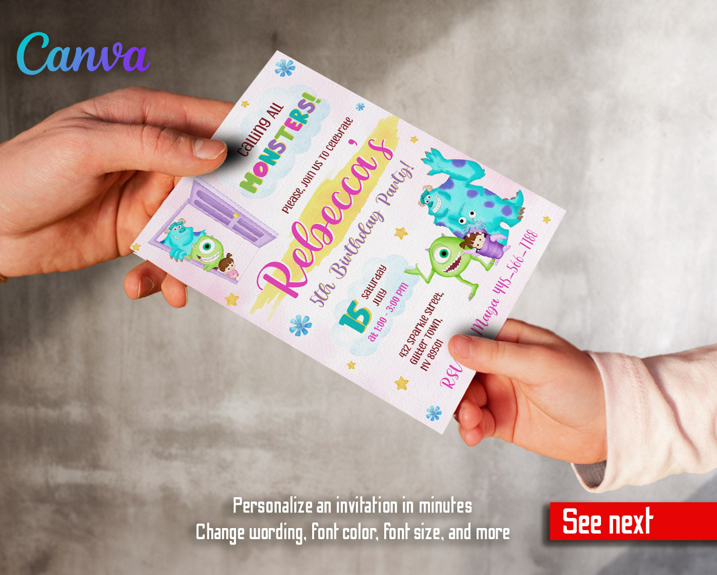 monsters inc invitations templates Monsters, Inc. customizable invitation template