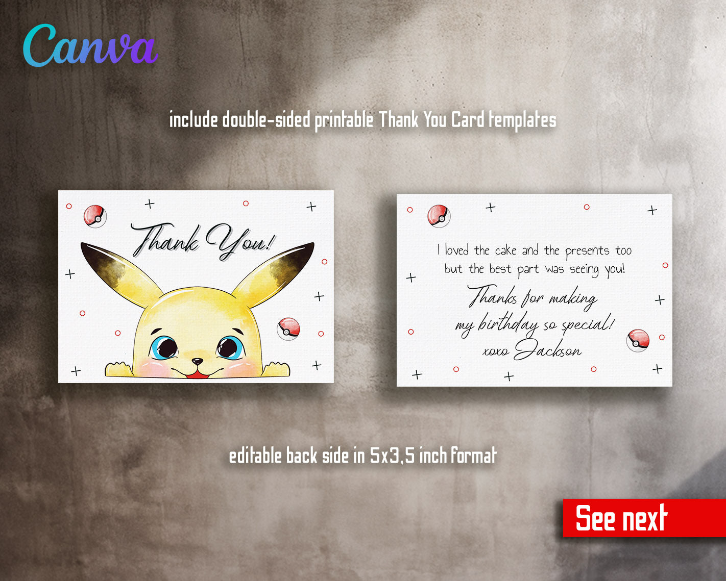 Pokemon Pikachu  customizable invitation template | Share or Print |  | SE943