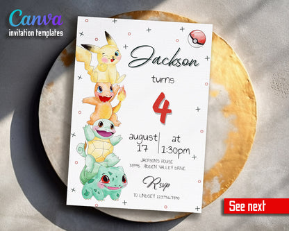Pokemon Pikachu  customizable invitation template | Share or Print |  | SE943