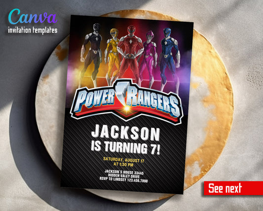 Mighty Morphin Power Rangers customizable invitation template | Share or Print | boy | XN904