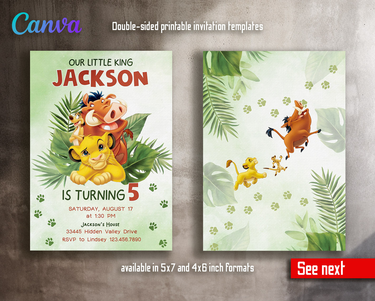 Lion King Simba customizable invitation template | Share or Print |  | LZ136