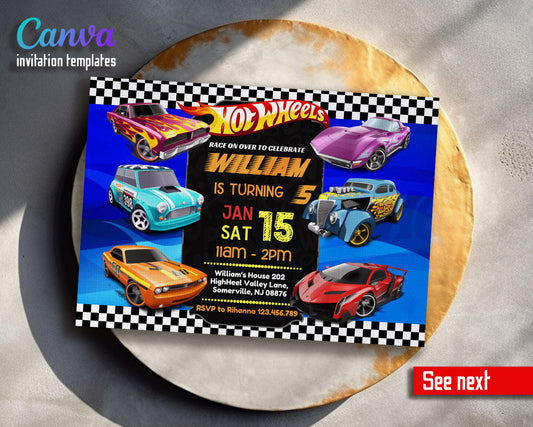 Hot Wheels Racing  customizable invitation template | Share or Print | boy | VF282
