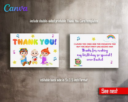 Cocomelon  customizable invitation template | Share or Print |  | AG075