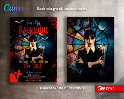 Wednesday Addams customizable invitation template | Share or Print | girl | LM792