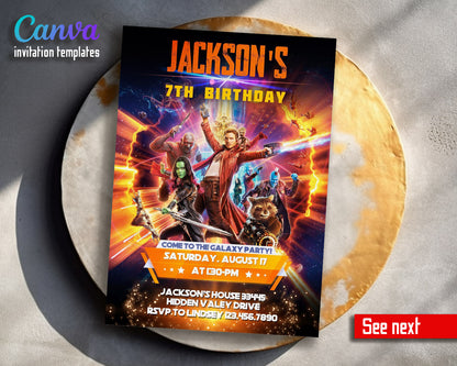 Guardians of The Galaxy Superhero customizable invitation template | Share or Print | boy | SG219