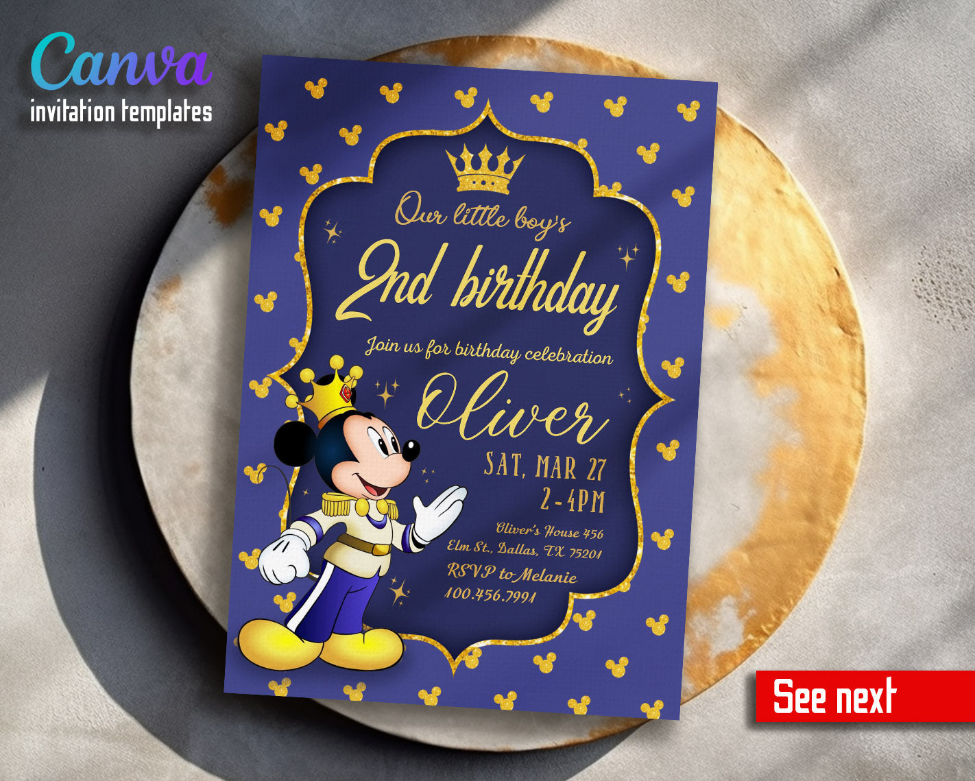 Mickey Mouse 2nd Birthday customizable invitation template | Share or Print |  | PW071
