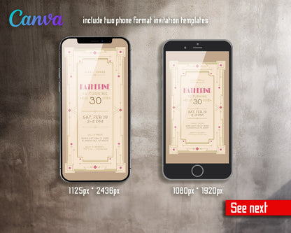 The Great Gatsby Art Deco customizable invitation template | Share or Print |  | XY303