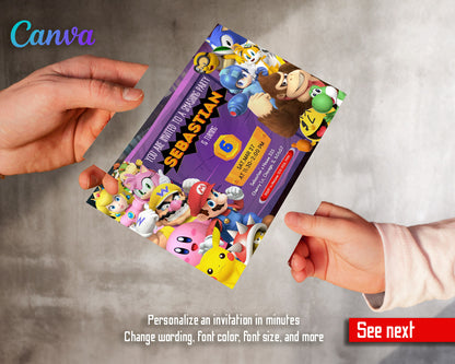 Super Smash Mario Bros customizable invitation template | Share or Print |  | UI126