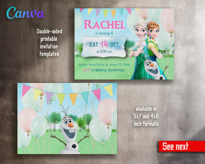Frozen Elsa  customizable invitation template | Share or Print | girl | UV474