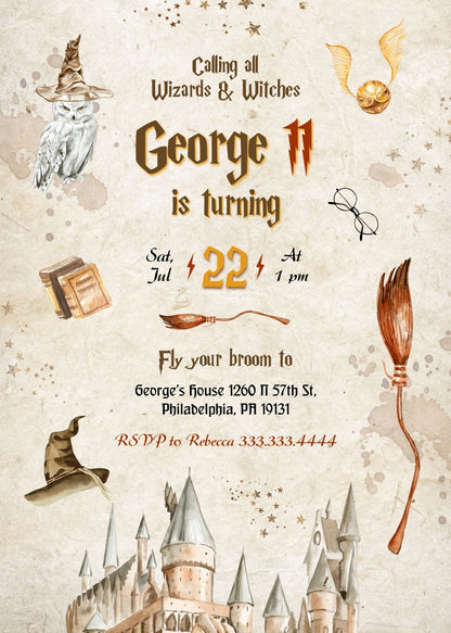 Harry Potter  customizable invitation template | Share or Print |  | XY396