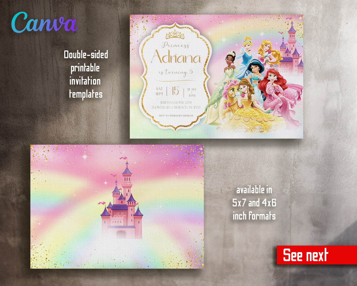 Disney Princess  customizable invitation template | Share or Print | girl | LQ214