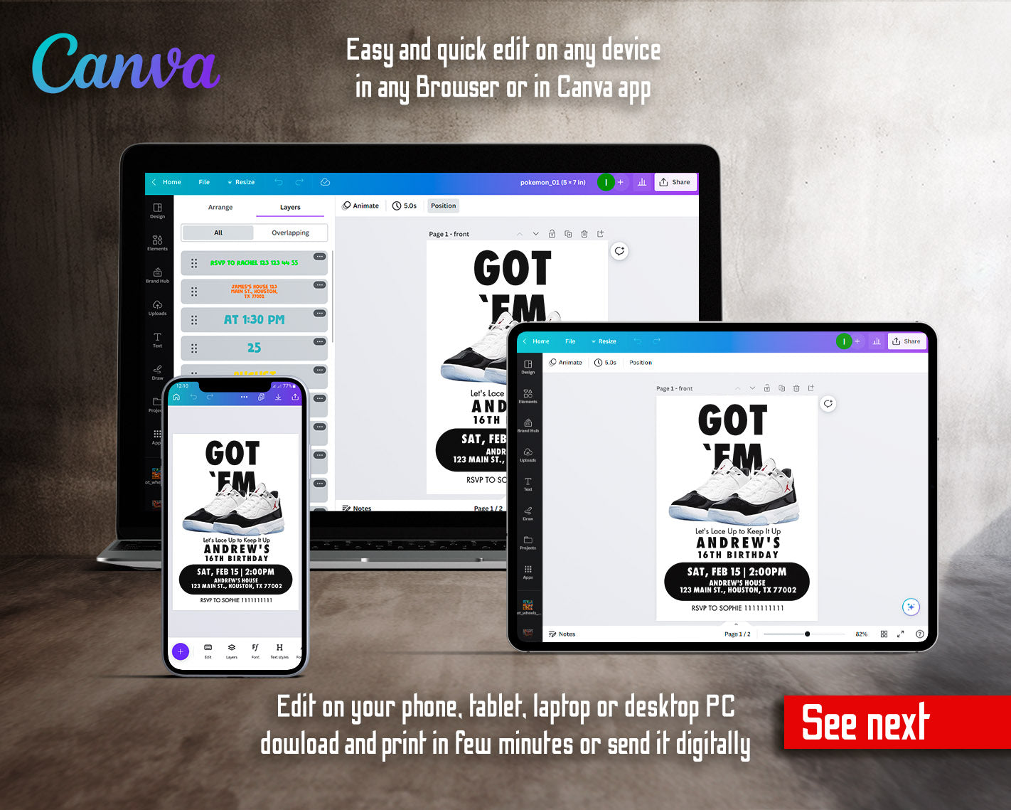 Sneaker Ball Air Jordan Nike customizable invitation template | Share or Print |  | PG719