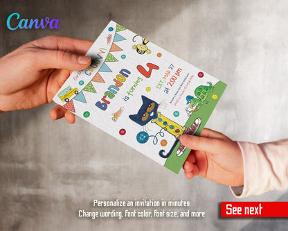 Pete the Cat customizable invitation template | Share or Print |  | GT174