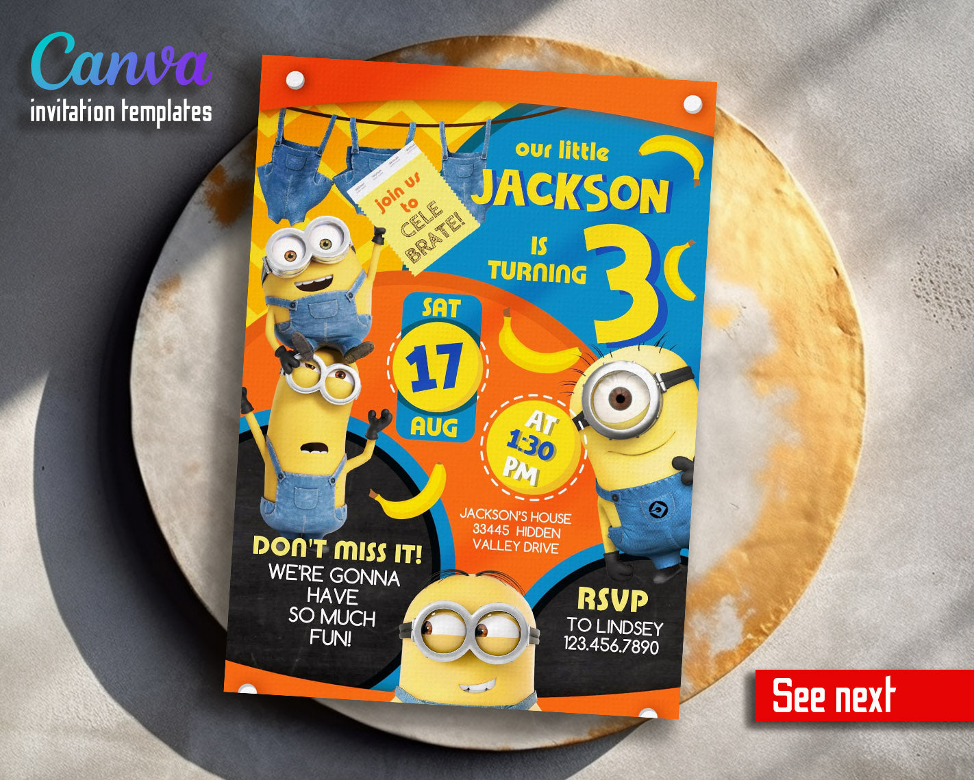 Minions Despicable Me customizable invitation template | Share or Print | | LY920
