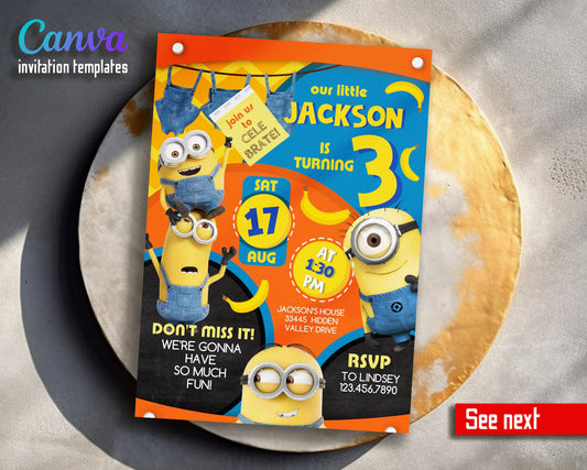 Minions Despicable Me customizable invitation template | Share or Print | | LY920
