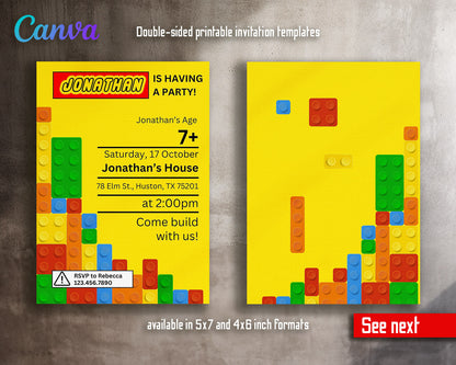 Lego  customizable invitation template | Share or Print |  | EJ208