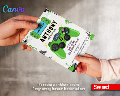 Gamer Party customizable invitation template | Share or Print | boy | HR967