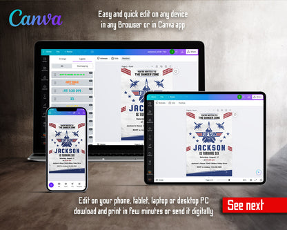 Top Gun Maverick Jet Fighter customizable invitation template | Share or Print | boy | LI534