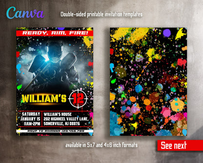 Paintball Airsoft battle customizable invitation template | Share or Print | boy | LC427