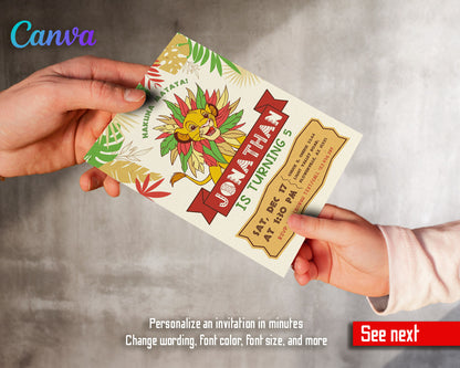 Lion King Simba customizable invitation template | Share or Print |  | AG689