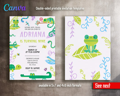 Reptile Lizard Snake customizable invitation template | Share or Print |  | PK767