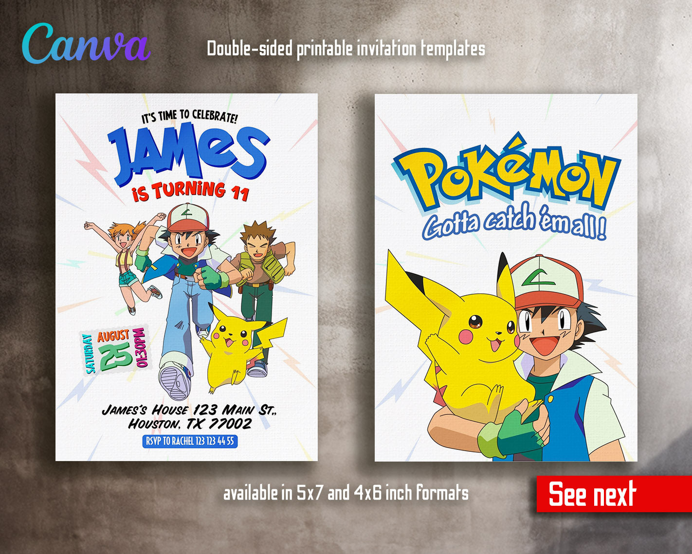 Pokemon Pikachu  customizable invitation template | Share or Print |  | SX803