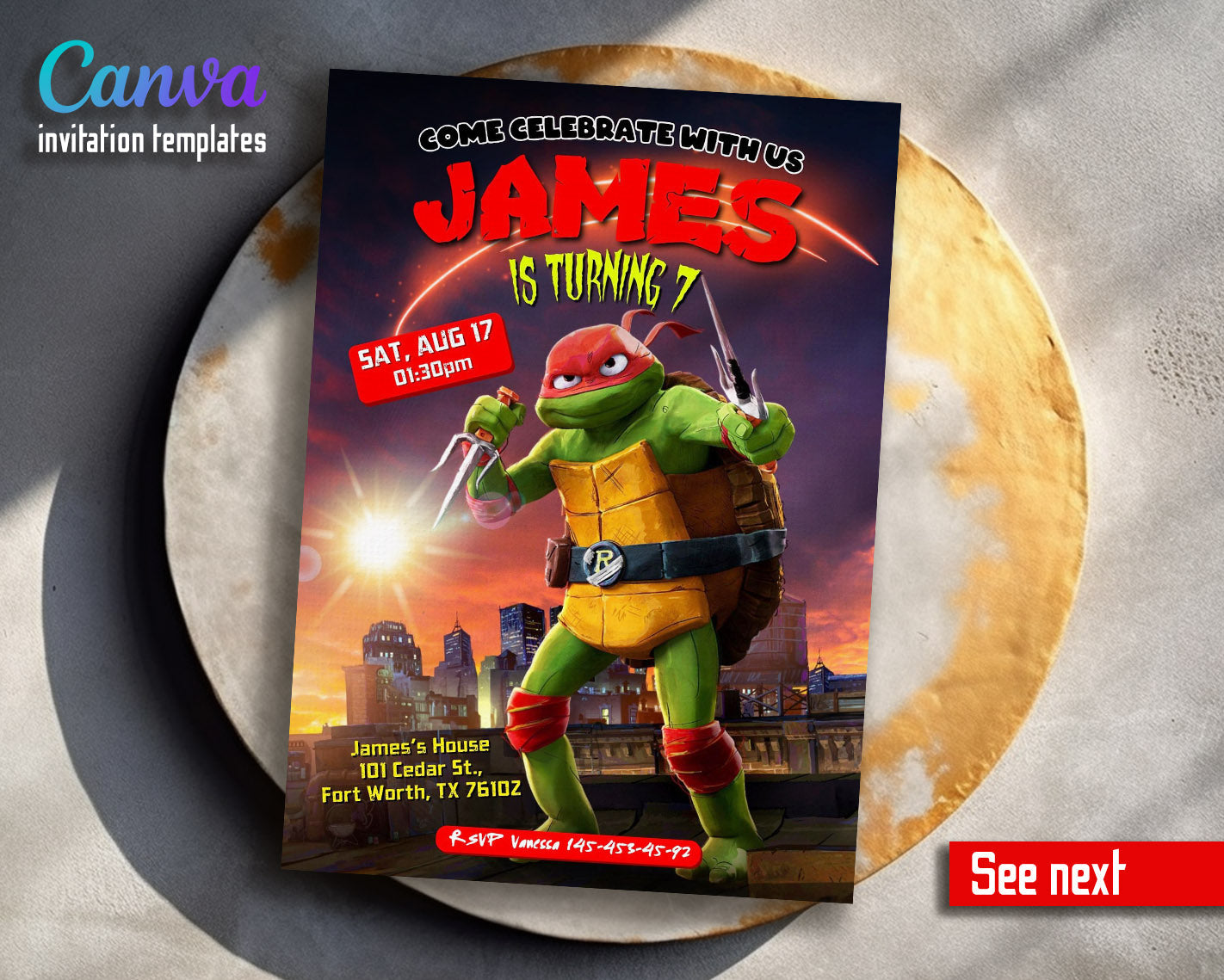 Teenage Mutant Ninja Turtles Mutant Mayhem customizable invitation template | Share or Print | boy | IF760
