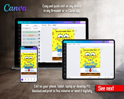 SpongeBob SquarePant customizable invitation template | Share or Print |  | OH131