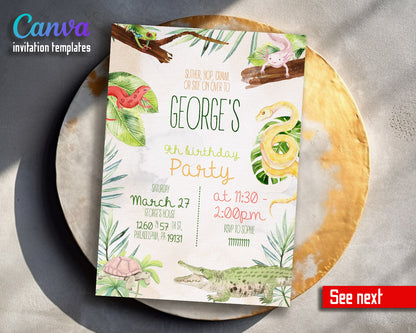 Reptile Lizard Snake customizable invitation template | Share or Print |  | UN073