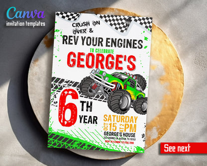 Monster Truck customizable invitation template | Share or Print | boy | VM011