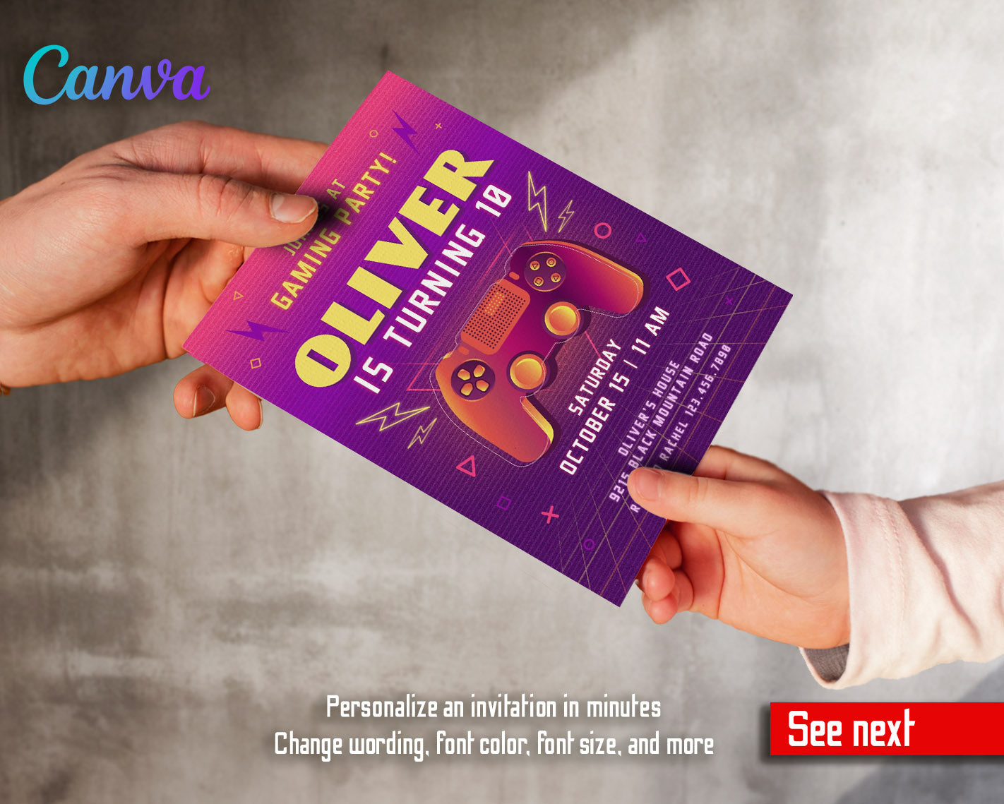 Gamer Party customizable invitation template | Share or Print | boy | FA741