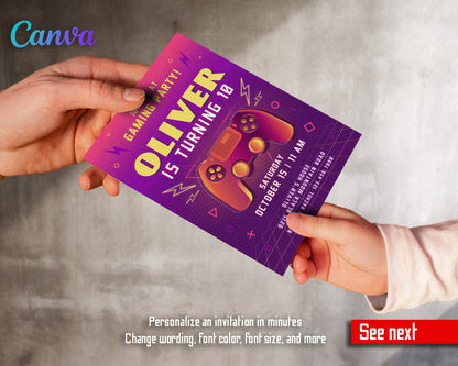 Gamer Party customizable invitation template | Share or Print | boy | FA741