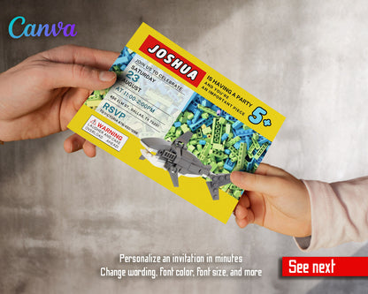 Lego Shark Jaws customizable invitation template | Share or Print |  | NM384