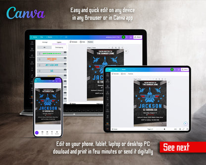 Top Gun Maverick Jet Fighter customizable invitation template | Share or Print | boy | HC978