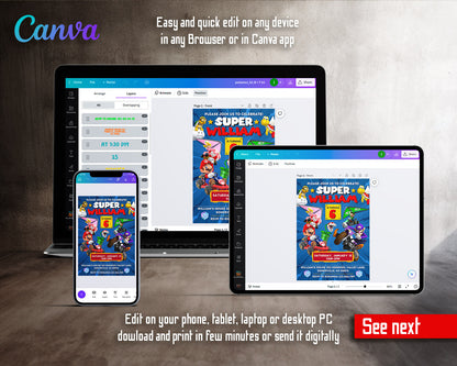 Mario Kart Gamer customizable invitation template | Share or Print | boy | AB734