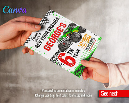 Monster Truck customizable invitation template | Share or Print | boy | VM011