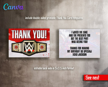 Wrestling WWE WrestleMania  customizable invitation template | Share or Print | boy | NB270