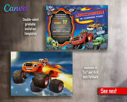 Blaze Monster Machines Trucks  customizable invitation template | Share or Print | boy | IT586